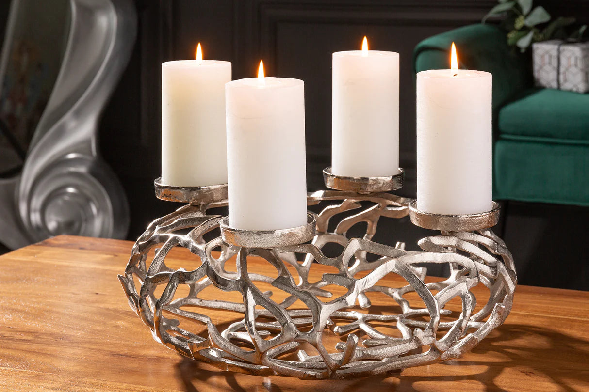 
Couronne de l'Avent ronde « Georgious » 4 bougies - Argent