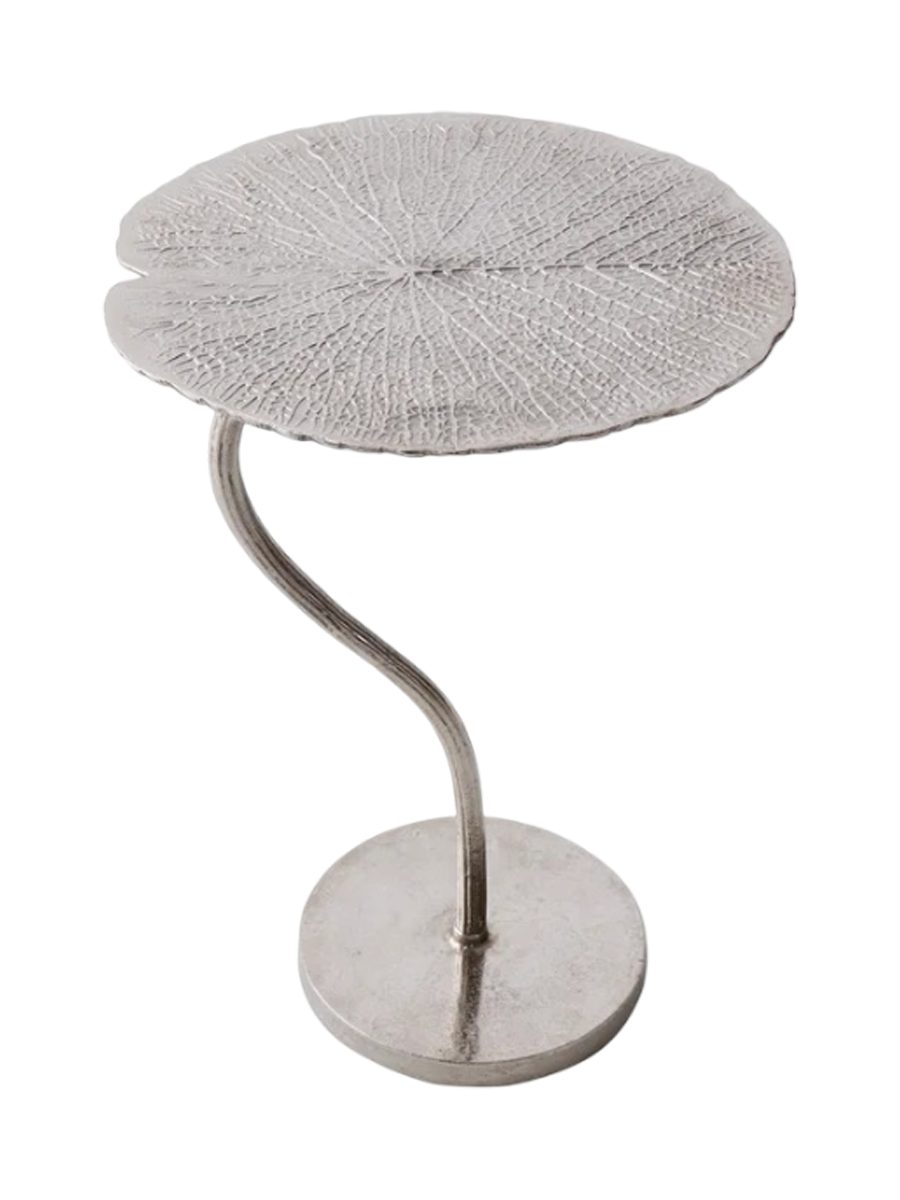 
Designer Side Table "Leaf" - Silver