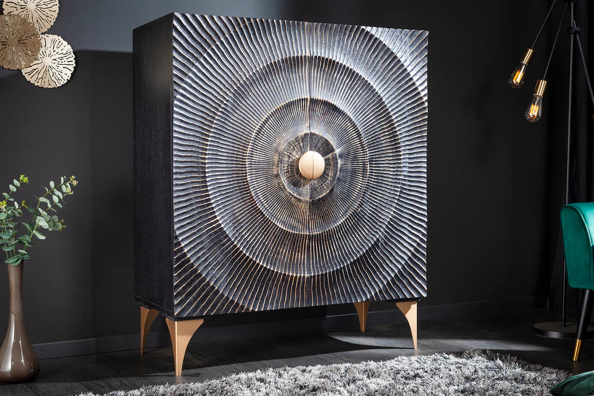 
Massivholz Design Highboard „Brilliant Sunset“ - Schwarz