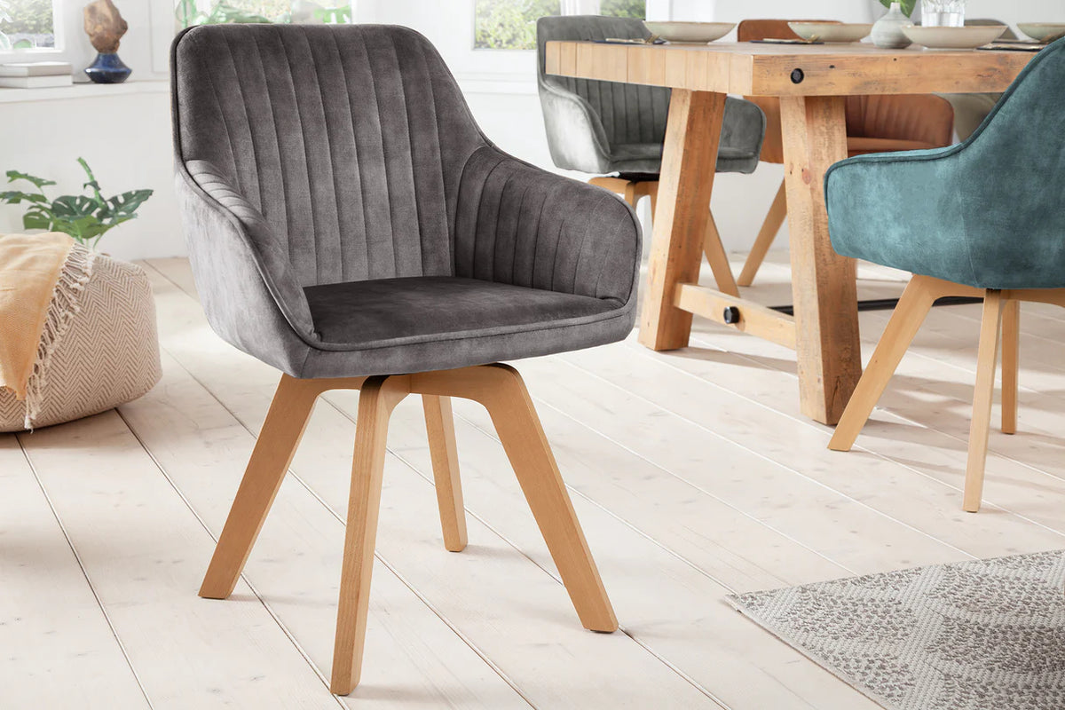 
Poltroncina girevole con braccioli „Livigno“ - Grigio vellutato