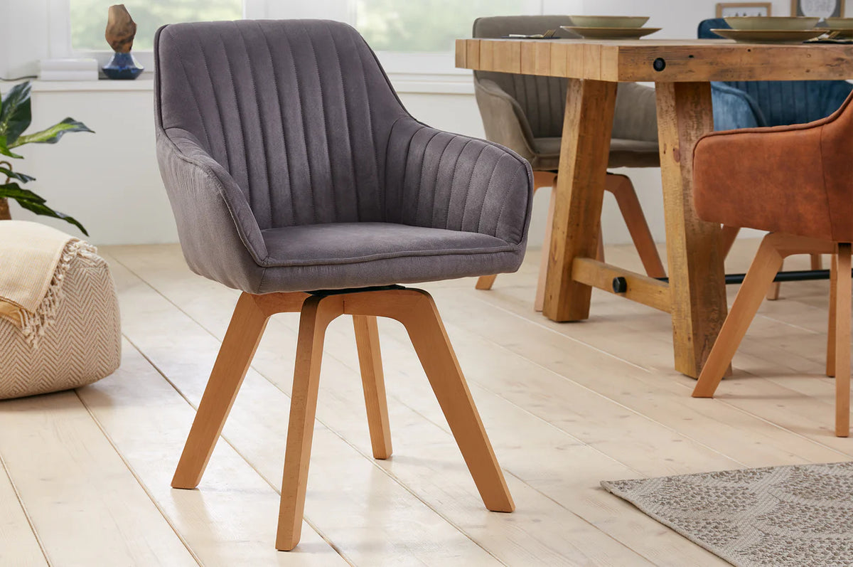 
Poltroncina girevole con braccioli „Livigno“ - Grigio in microfibra