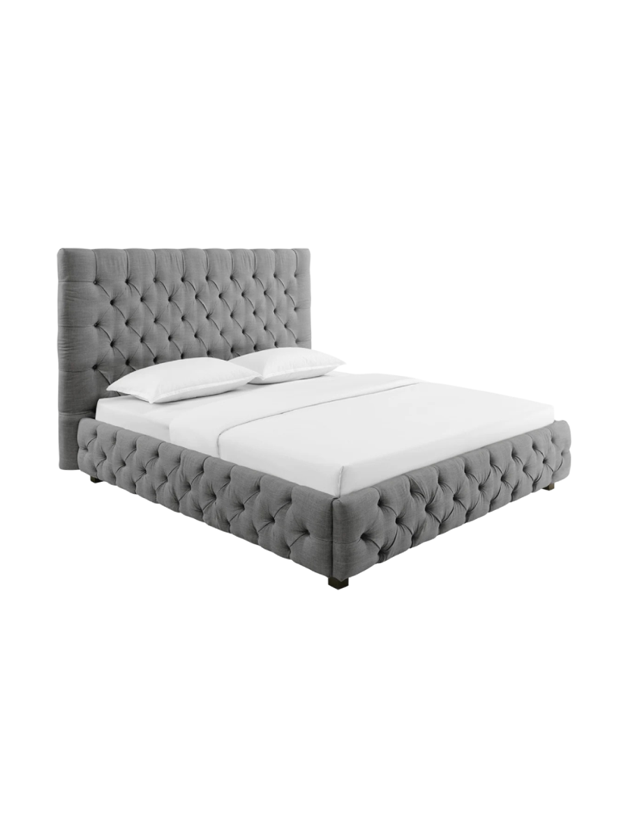 
Cadre de lit design « Paris Chesterfield », différentes tailles - 180 x 200 cm / Lin gris
