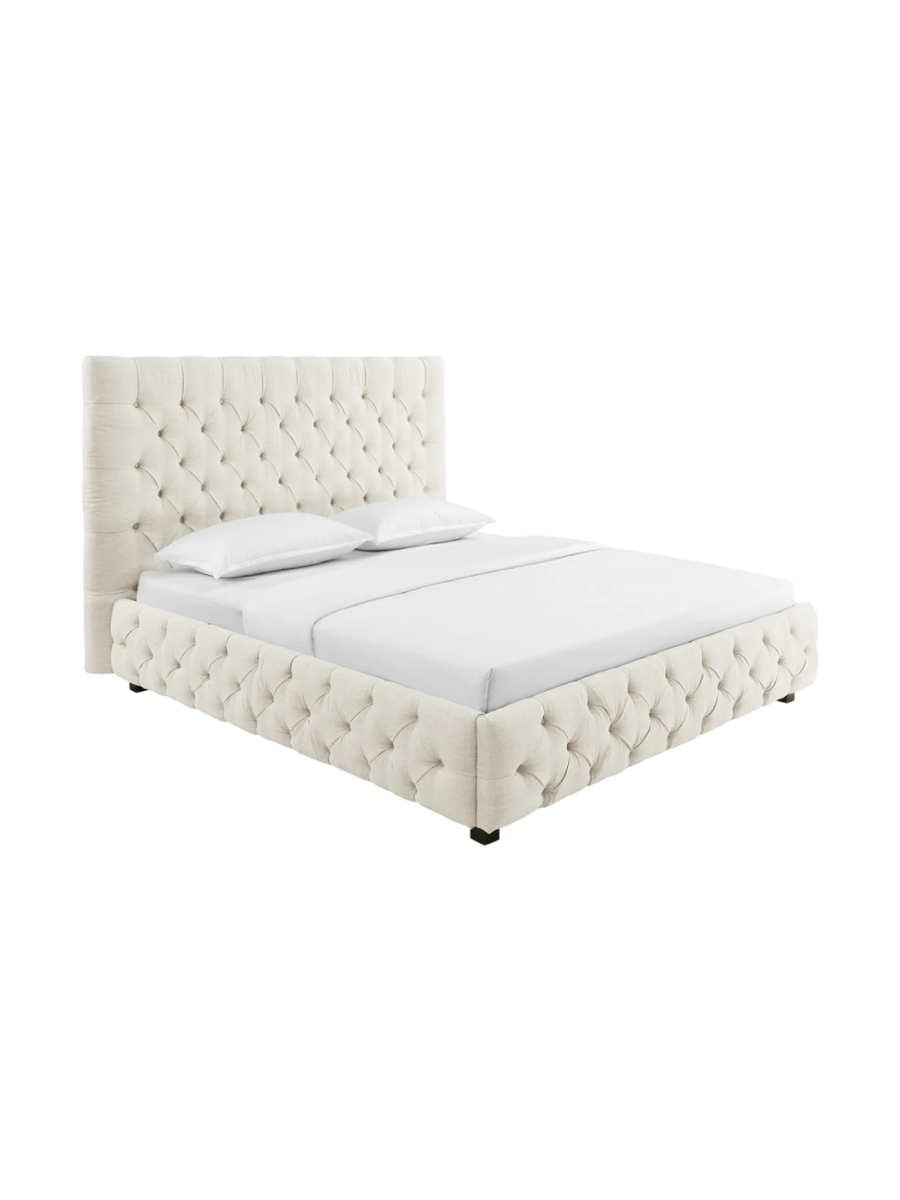 
Cadre de lit design « Paris Chesterfield », différentes tailles - 180 x 200 cm / Lin clair beige