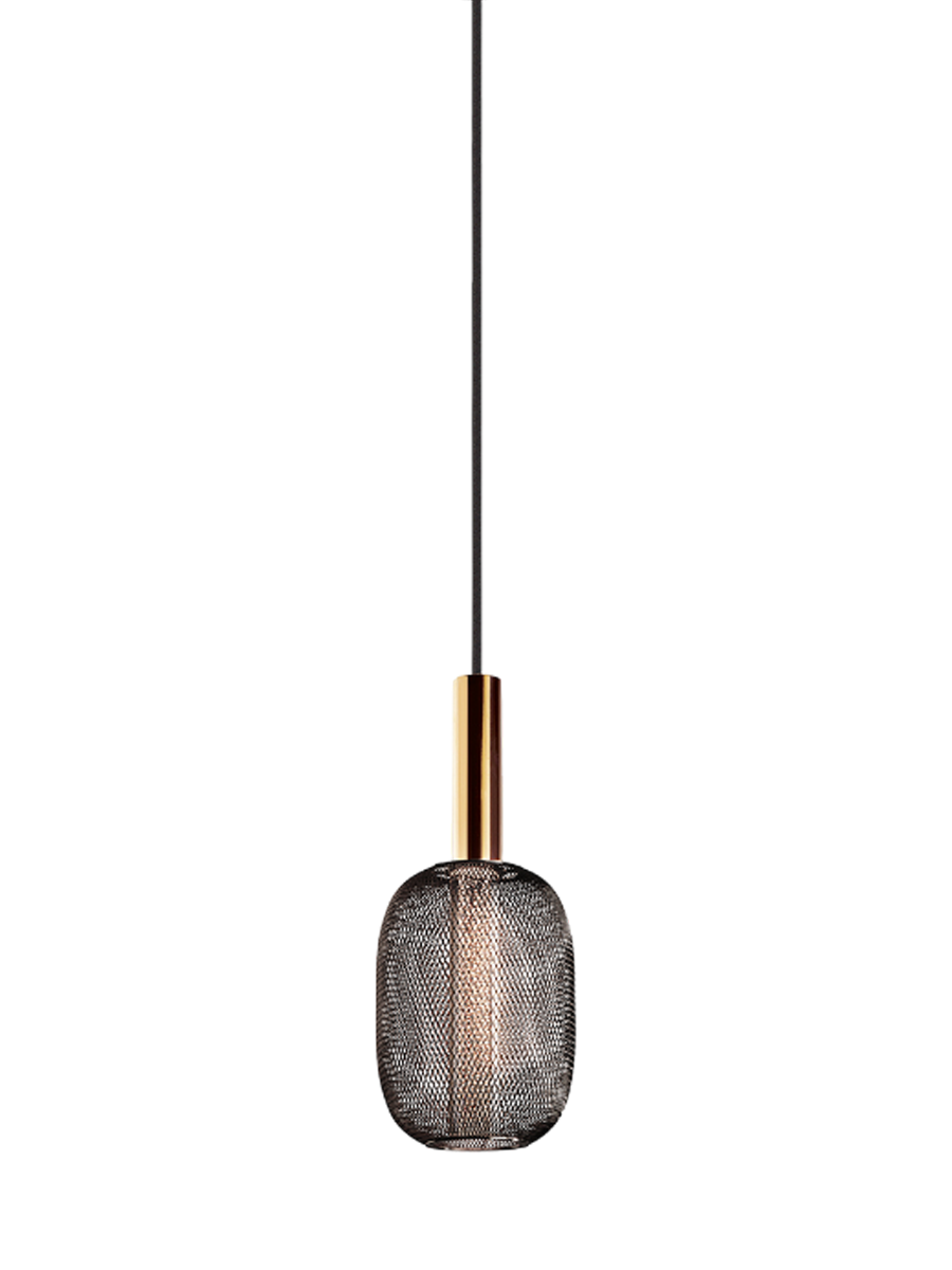 
LED designer pendant light “Micron”, 1-light - Black/Gold