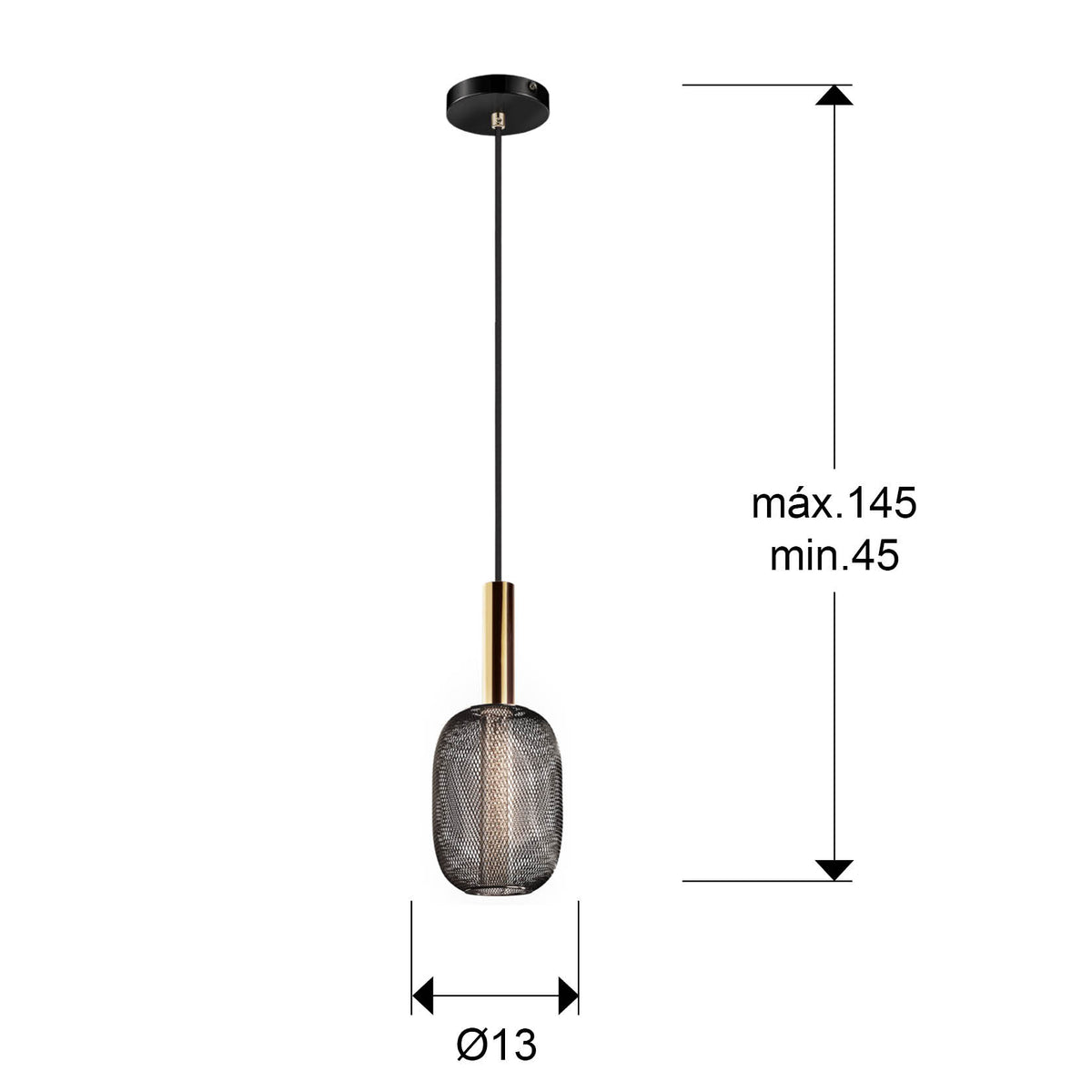 
LED Design Pendellampe „Micron“, 1-flammig - Schwarz/Gold