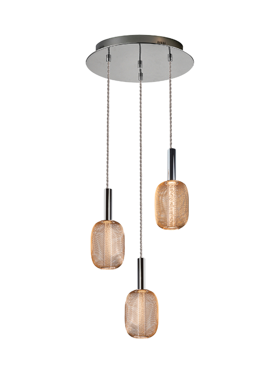 
Lampada a sospensione LED di design „Micron“, a 3 luci - Nero/Oro