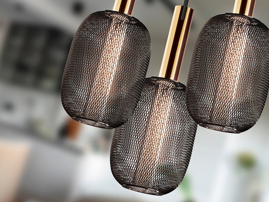 
Lampada a sospensione LED di design „Micron“, a 3 luci - Nero/Oro