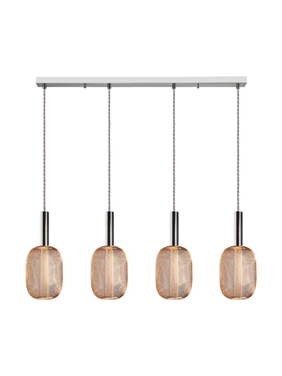 
LED designer pendant light “Micron”, 4-light - Black/Gold