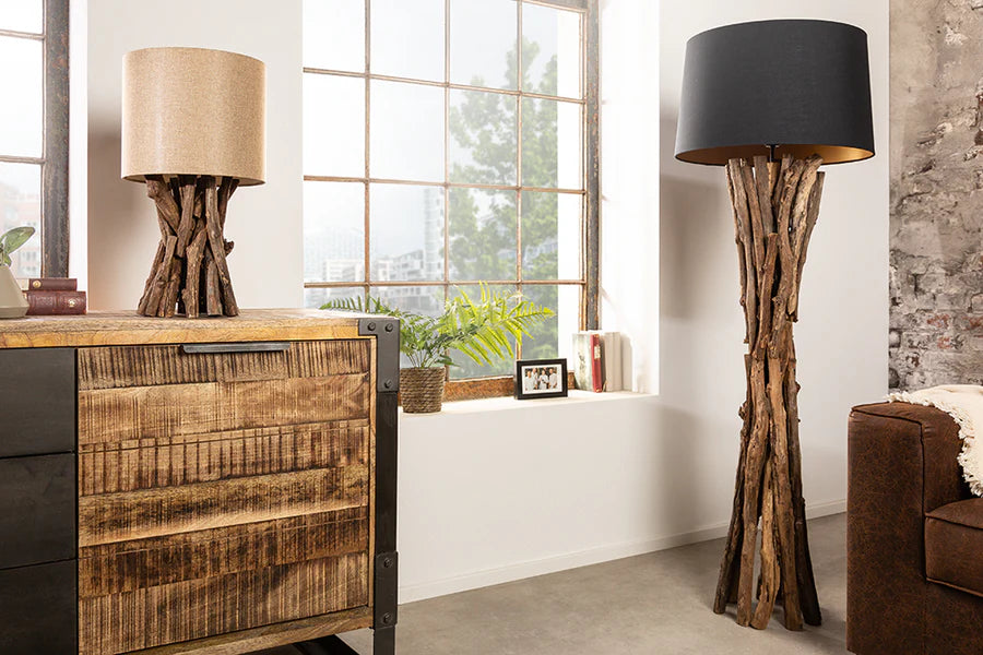 
Lampada da terra di design «Harmony Nature» in legno di teak