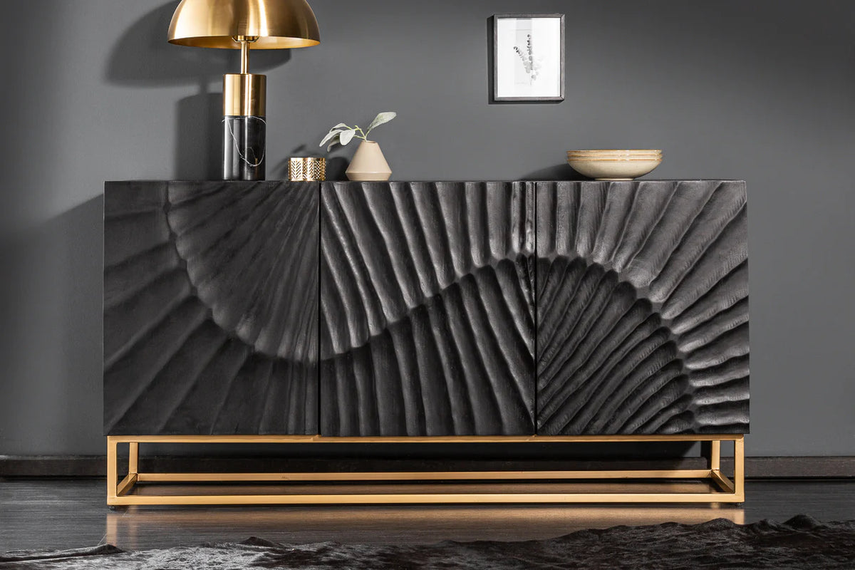 
Massivholz Sideboard „Skorpion“ - Schwarz / Gold