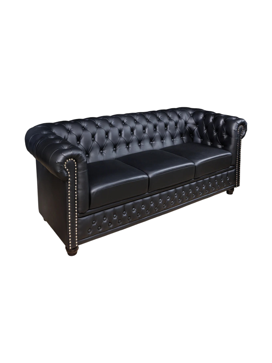 
3-seater Sofa "New Chesterfield" - Faux Leather Black