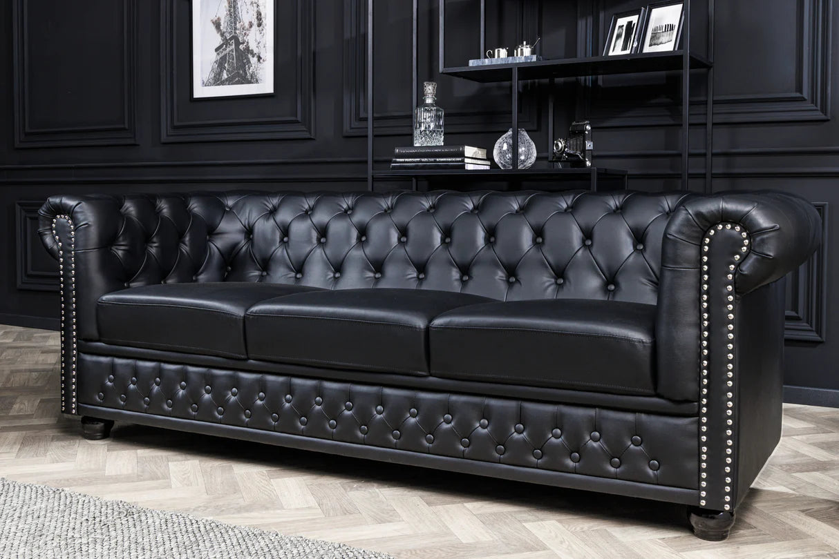 
3-seater Sofa "New Chesterfield" - Faux Leather Black