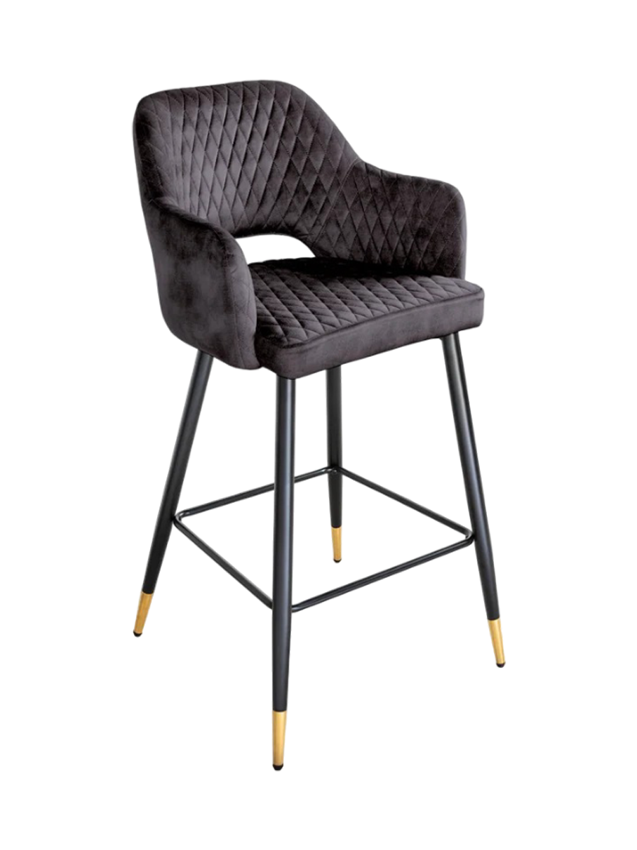 
Chaise de bar design « Paris » avec accoudoirs - Velours anthracite