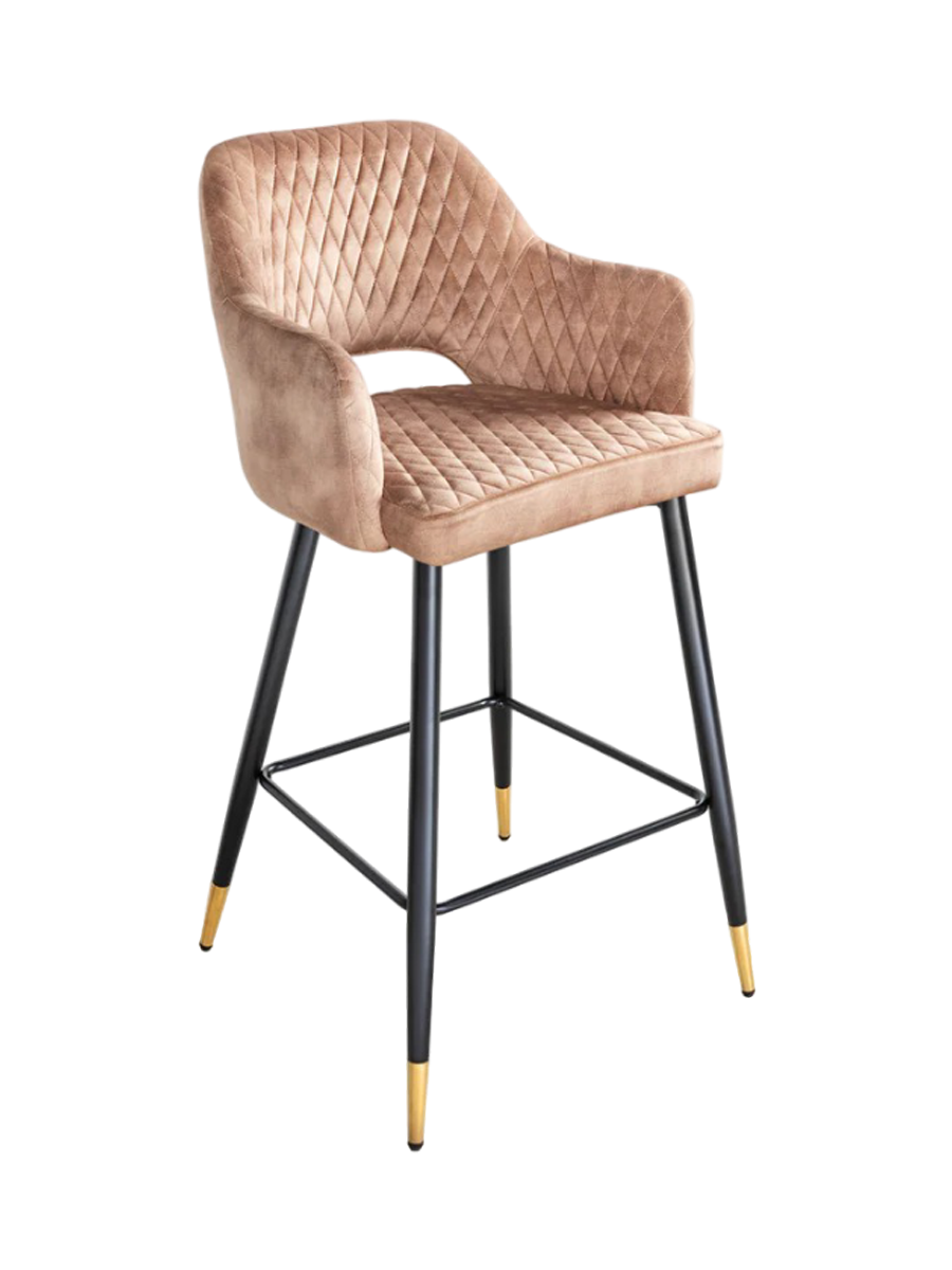 
Chaise de bar design « Paris » avec accoudoirs - Velours grège