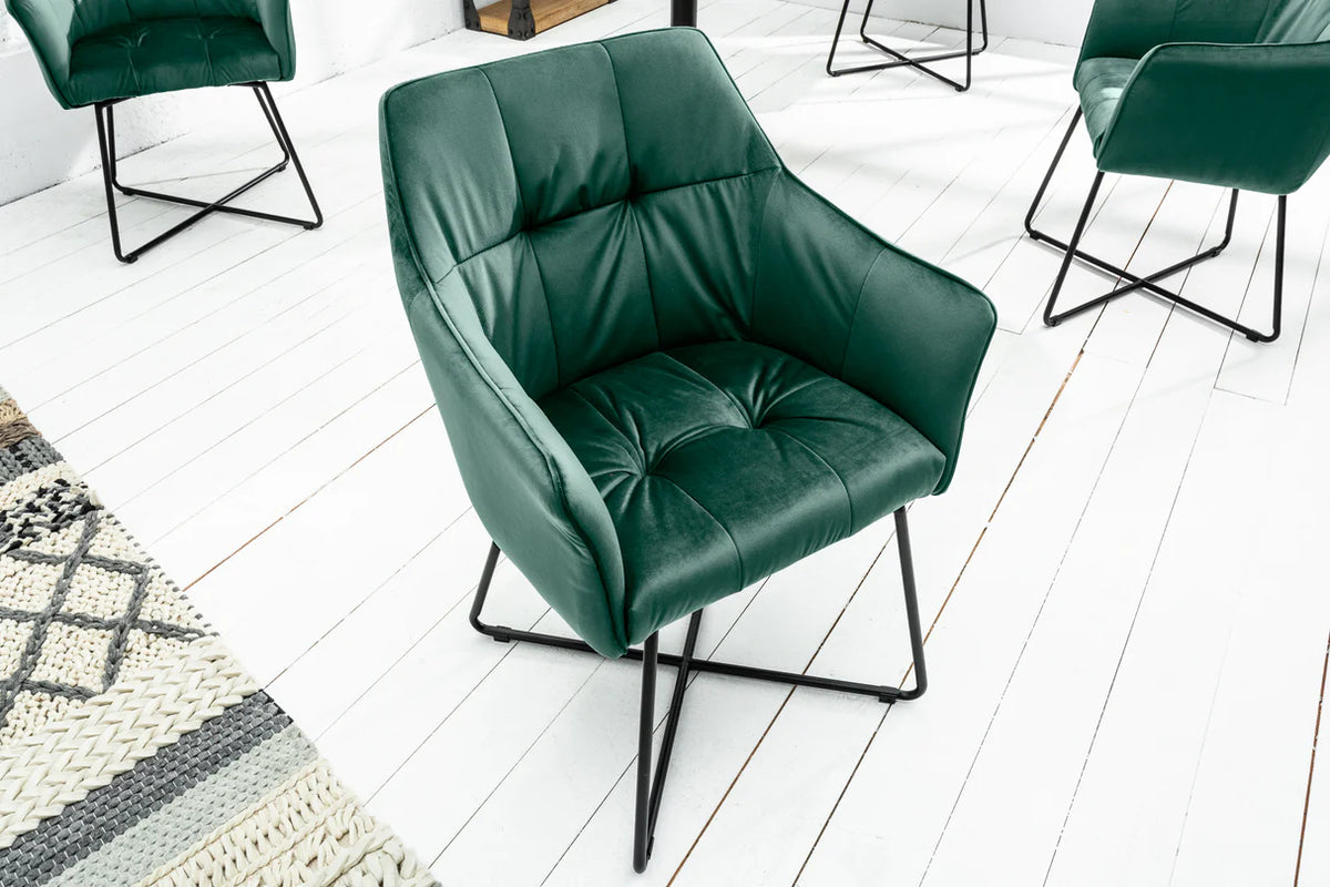 
Poltroncina con braccioli effetto velluto „Lofty“ - Samt Verde