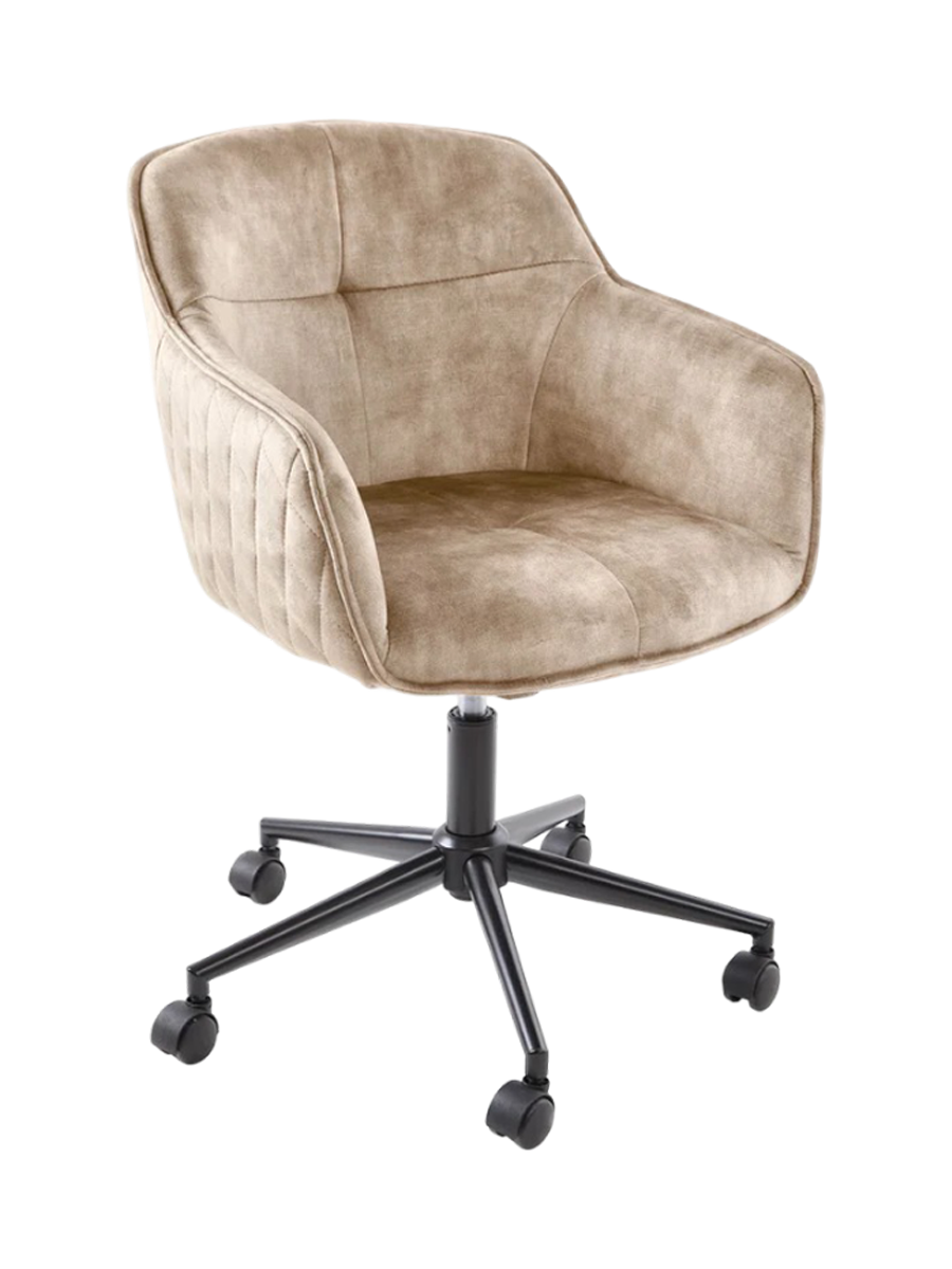 
Chaise de bureau design « Leonie » avec revêtement en velours - Champagne Greige