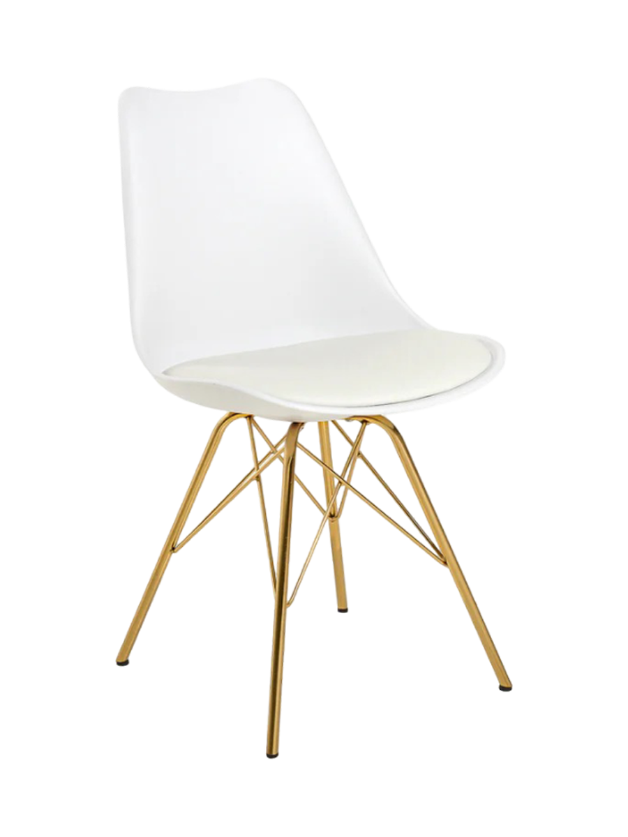 
"Scandinavia" Designer Dining Chair - White/Gold
