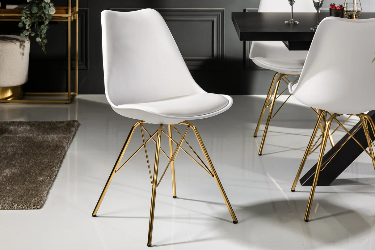 
"Scandinavia" Designer Dining Chair - White/Gold