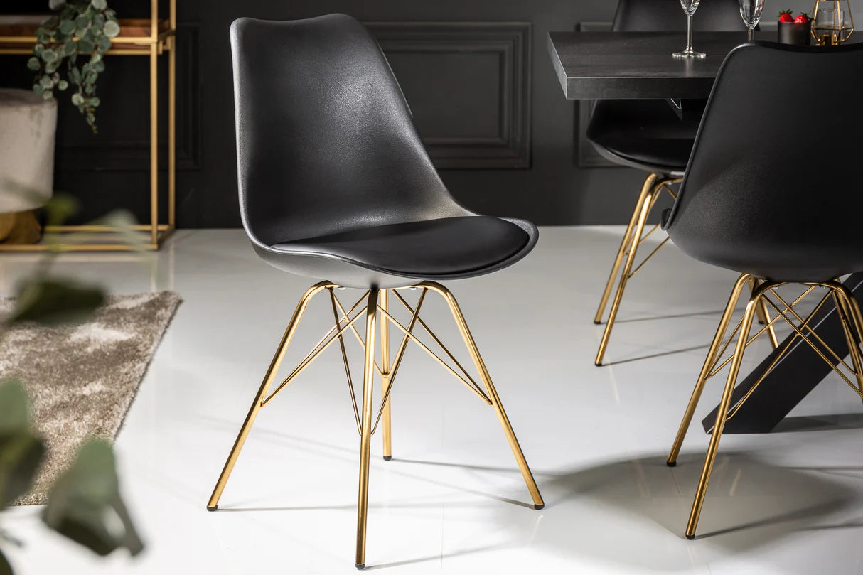 
"Scandinavia" Designer Dining Chair - Black/Gold