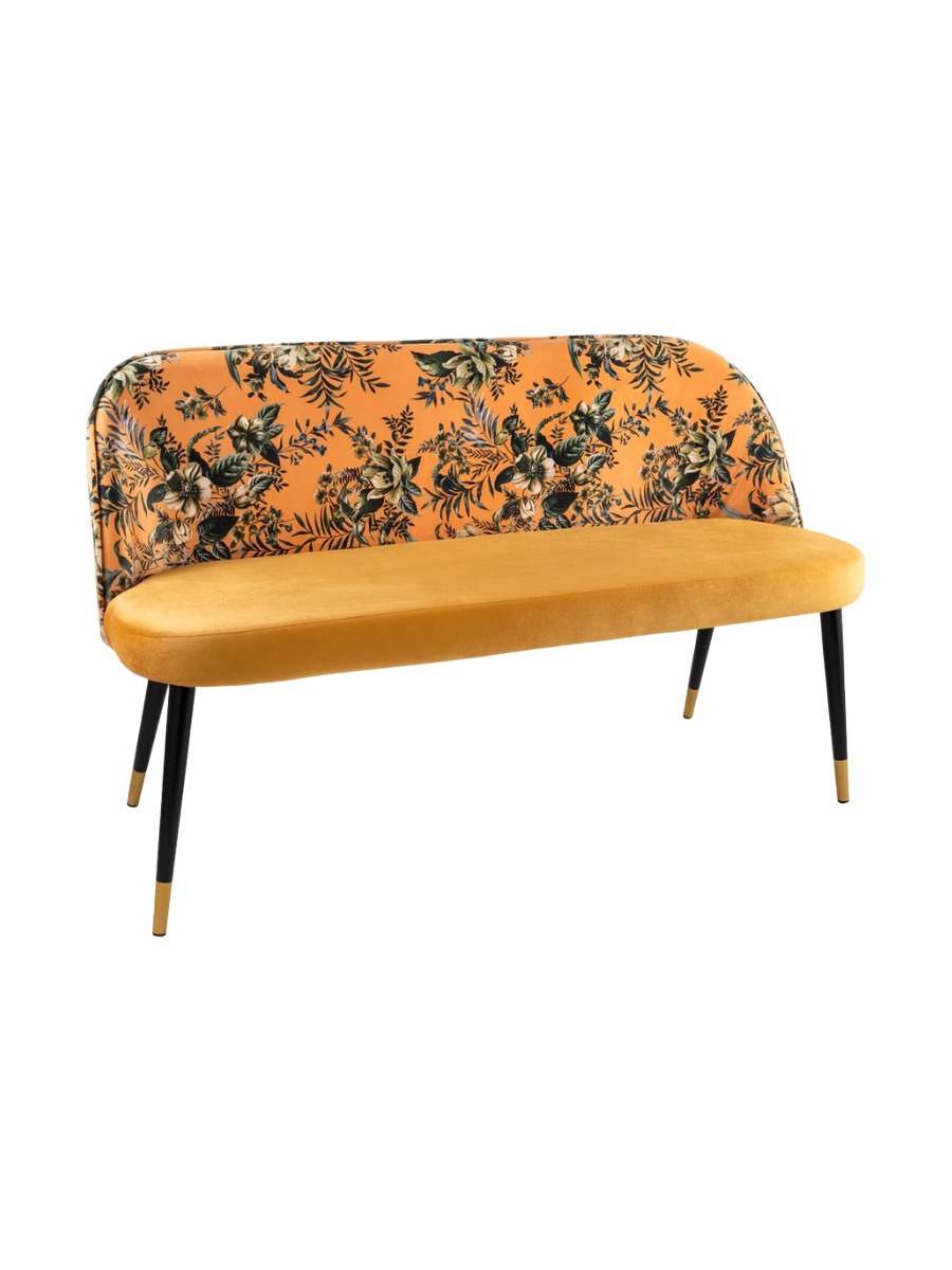 
Banc design « Boutique » avec revêtement en velours - Jaune moutarde
