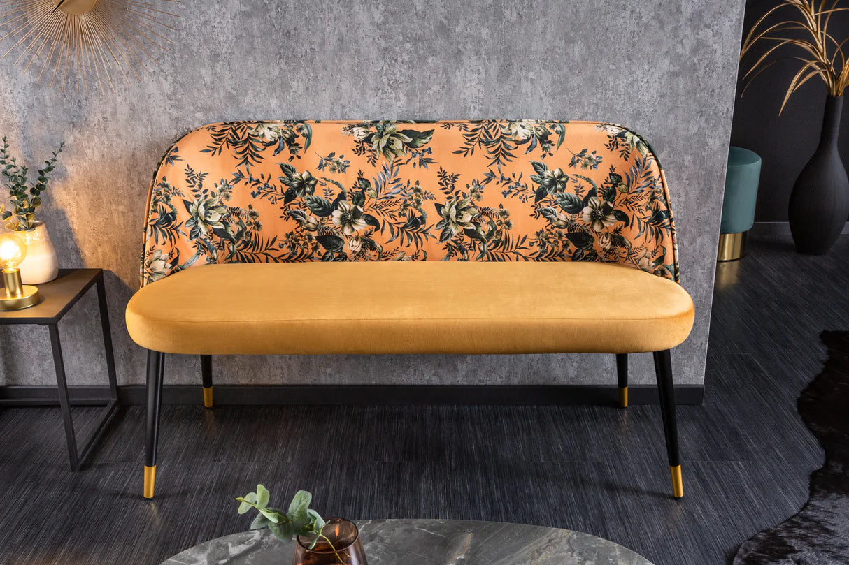 
Banc design « Boutique » avec revêtement en velours - Jaune moutarde