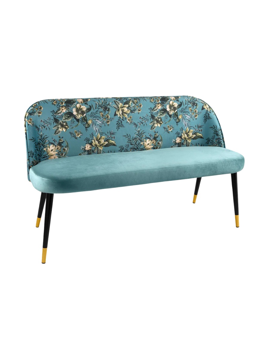 
Banc design « Boutique » avec revêtement en velours - Turquoise
