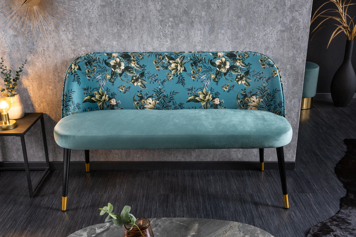 
Banc design « Boutique » avec revêtement en velours - Turquoise