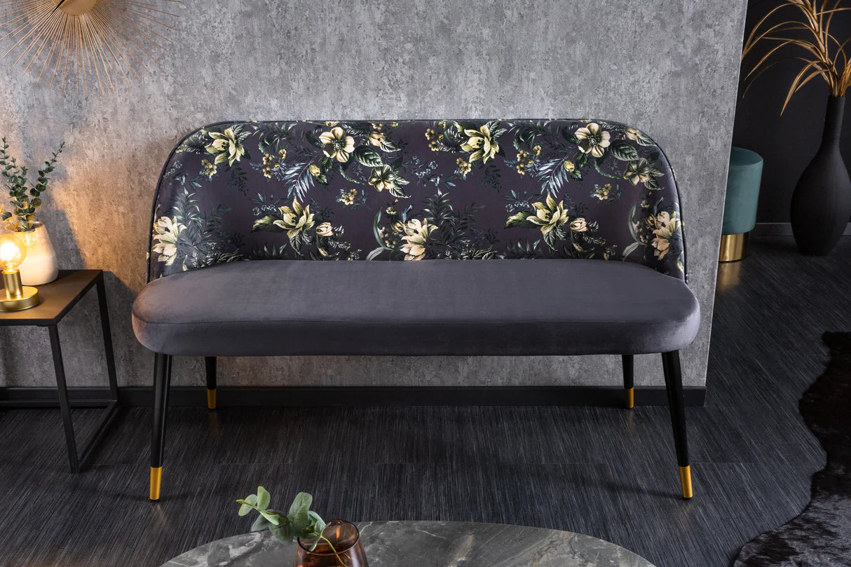 
Banc design « Boutique » avec revêtement en velours - Gris