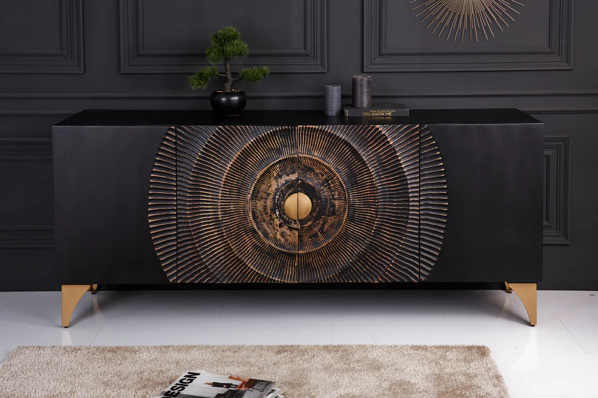 
Grand buffet en bois massif "Brilliant Sunset" - Noir