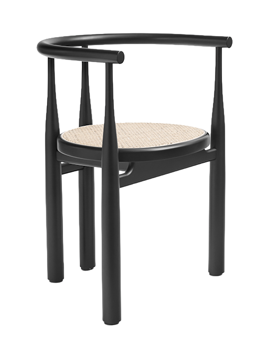 
Fauteuil design massif « Bukowski » - Hêtre teinté et cannage
