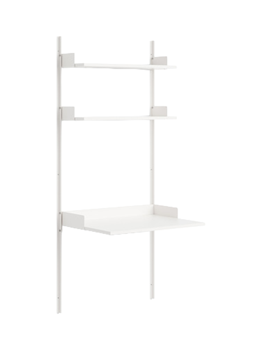 
Modular Design Wall Shelf "New Works Study" with Integrated Desk - White / White