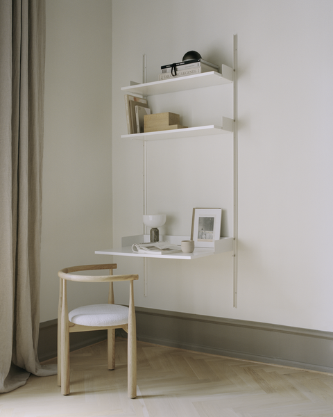 
Modular Design Wall Shelf "New Works Study" with Integrated Desk - White / White