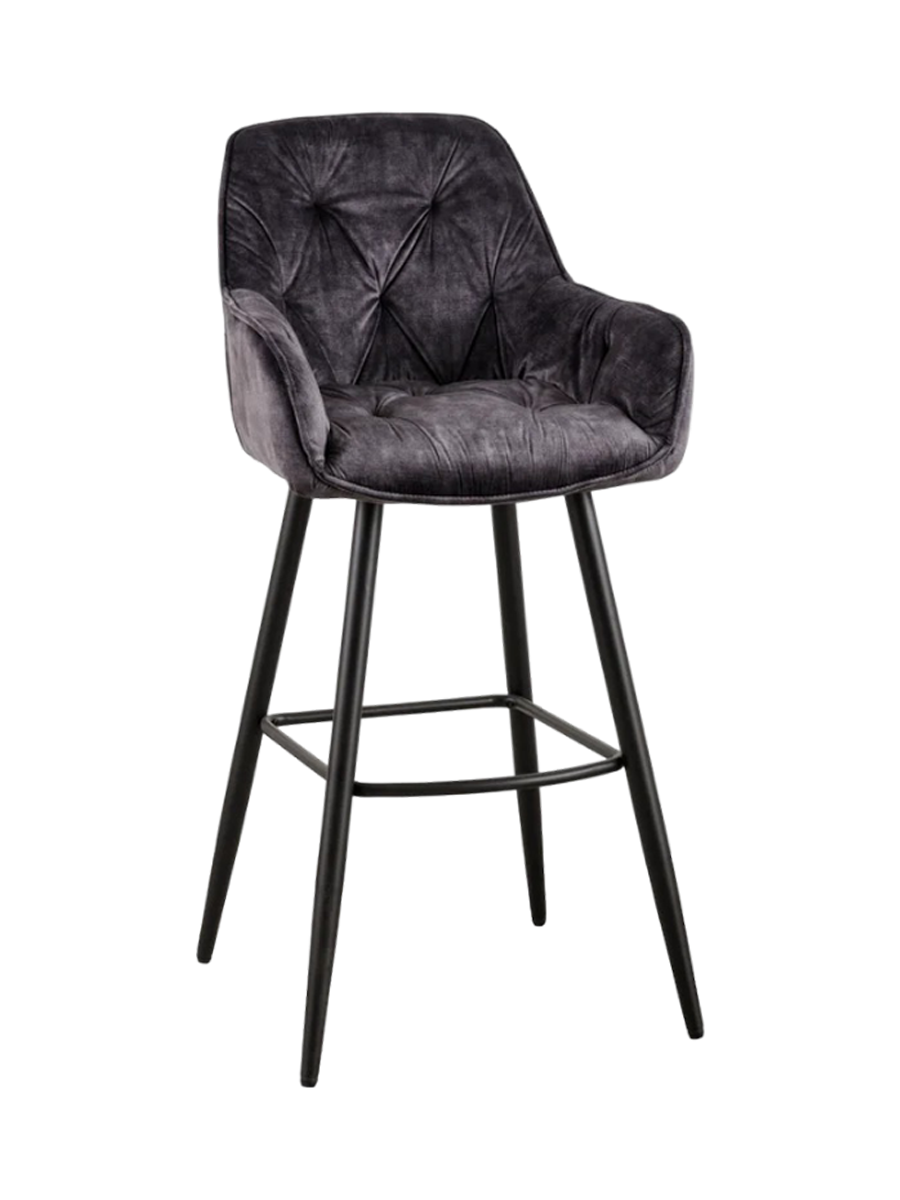 
Design Barstuhl „Barcelona“ - Samt Grau