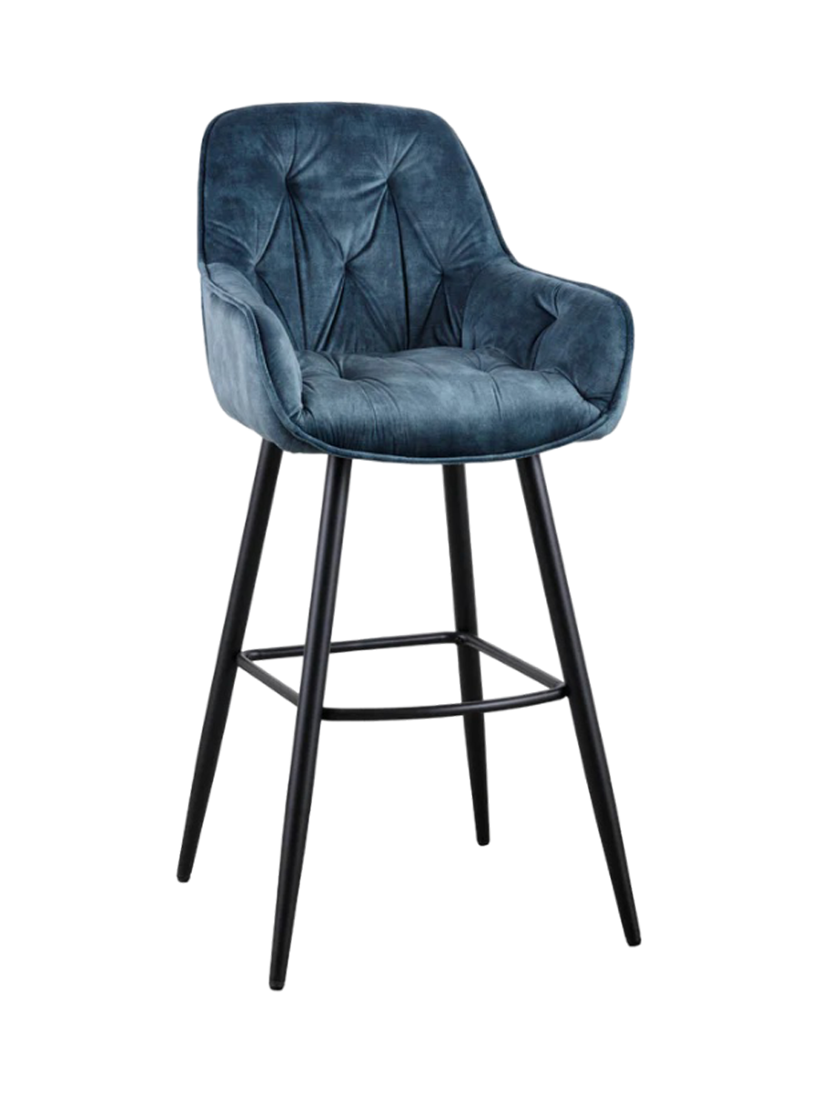 
Design Barstuhl „Barcelona“ - Samt Petrol