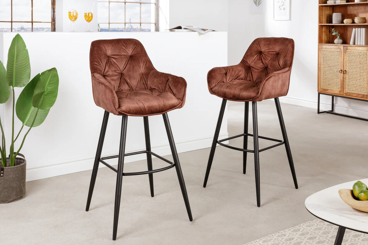 
Design Barstuhl „Barcelona“ - Samt Braun