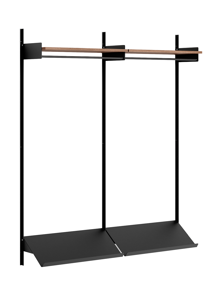 
Modular Design Wall-Mounted Coat Rack "New Works Wardrobe II" - Walnut / Black