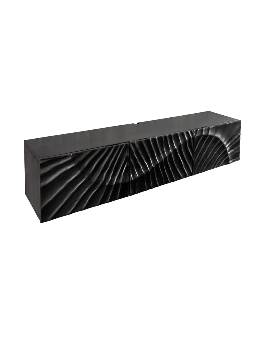 
Lowboard suspendu en bois massif « Skorpion » - Noir / 160 x 33 cm
