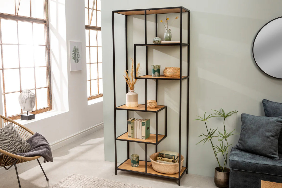 
Scaffale di design «Slim Line» - Nero / rovere naturale / 77 x 185 cm