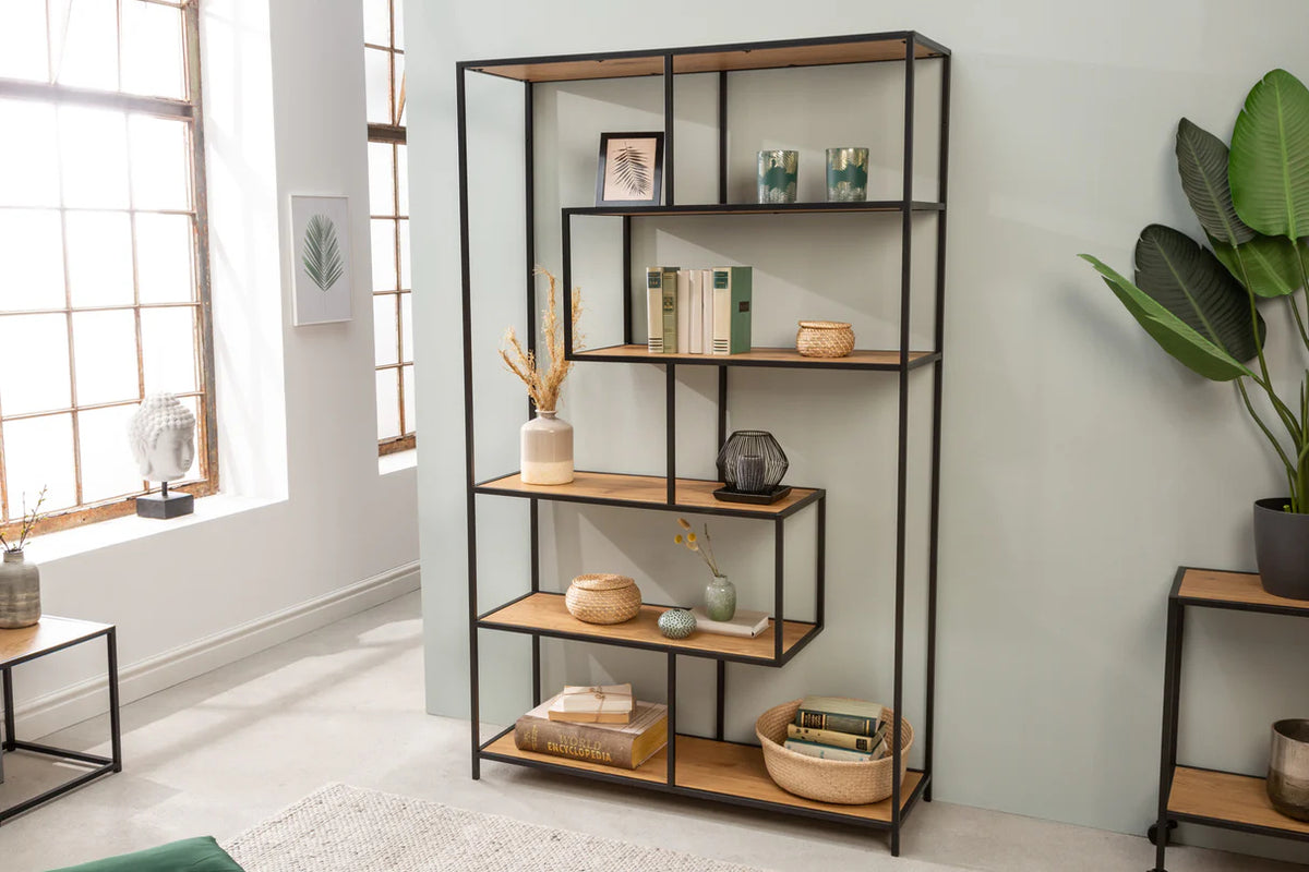 
Scaffale di design «Slim Line» - Nero / rovere naturale / 114 x 185 cm