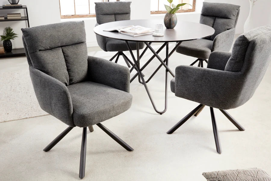 
Sedia con braccioli girevole a 360° «Big Nevis» - Tessuto strutturato Grigio scuro
