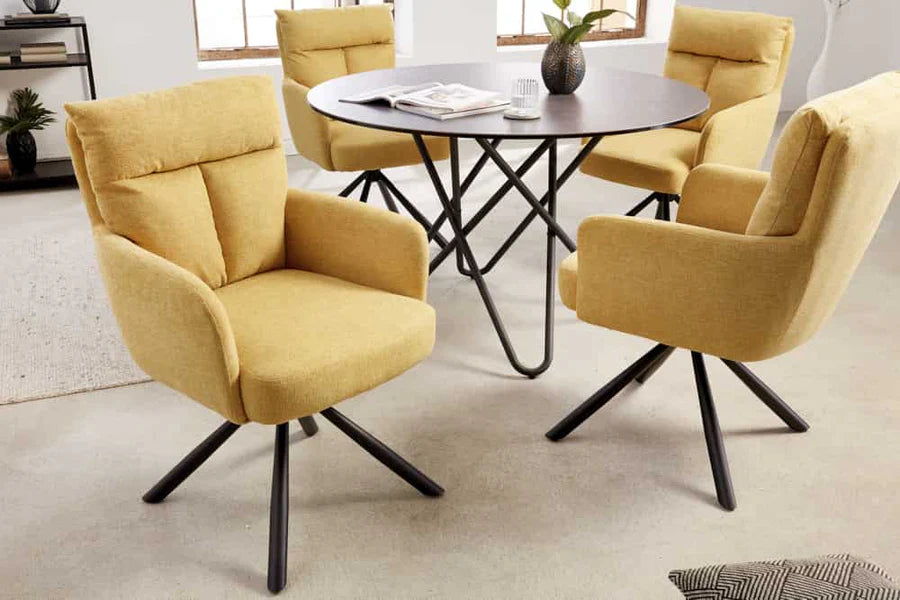 
Sedia con braccioli girevole a 360° «Big Nevis» - Tessuto strutturato Giallo senape