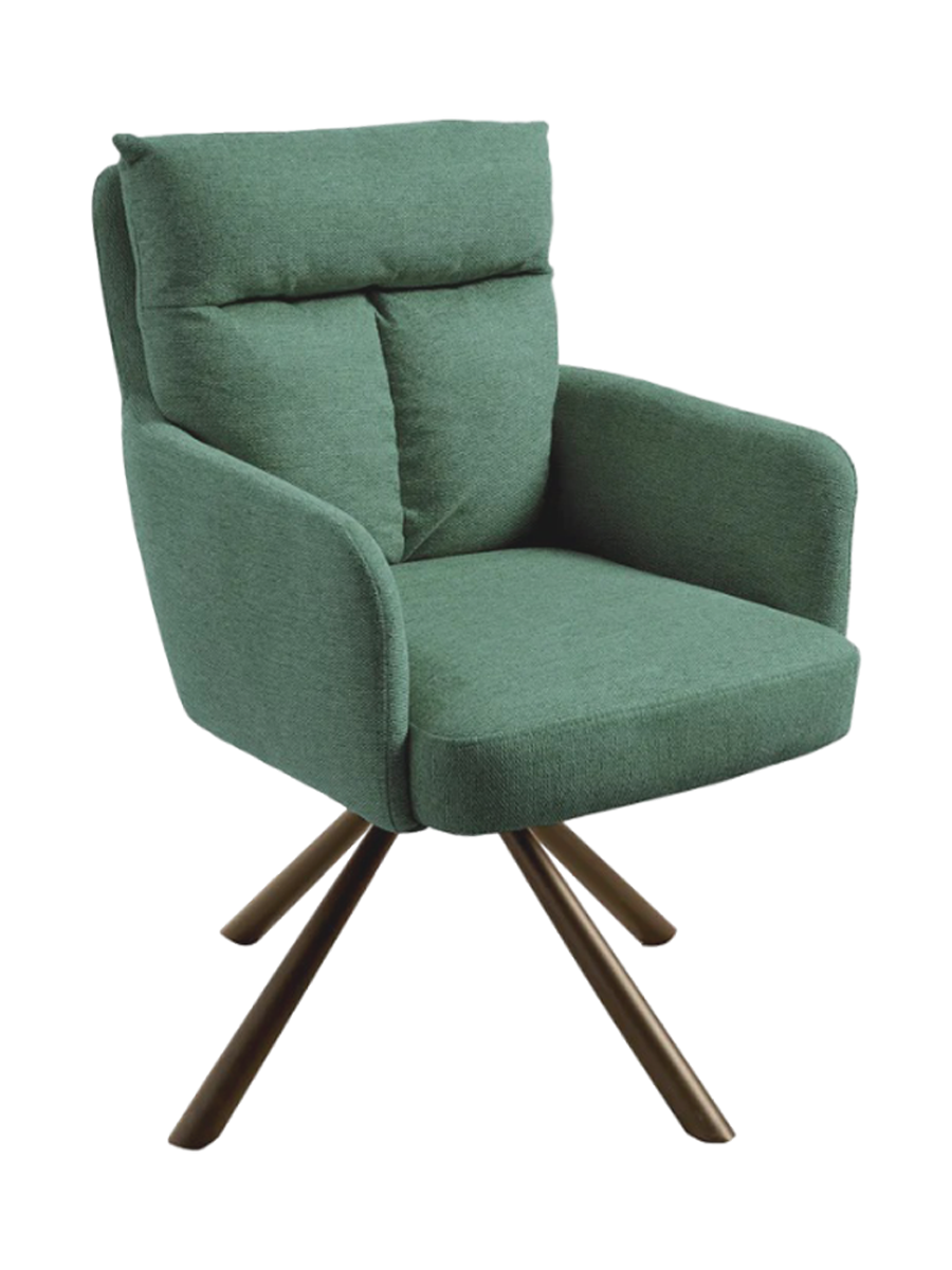 
Sedia con braccioli girevole a 360° «Big Nevis» - Tessuto strutturato Verde scuro