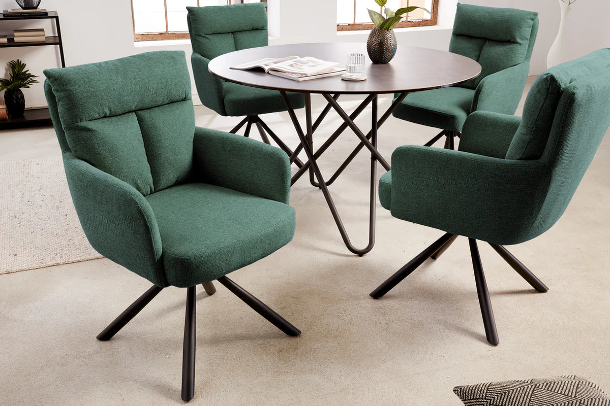 
Sedia con braccioli girevole a 360° «Big Nevis» - Tessuto strutturato Verde scuro