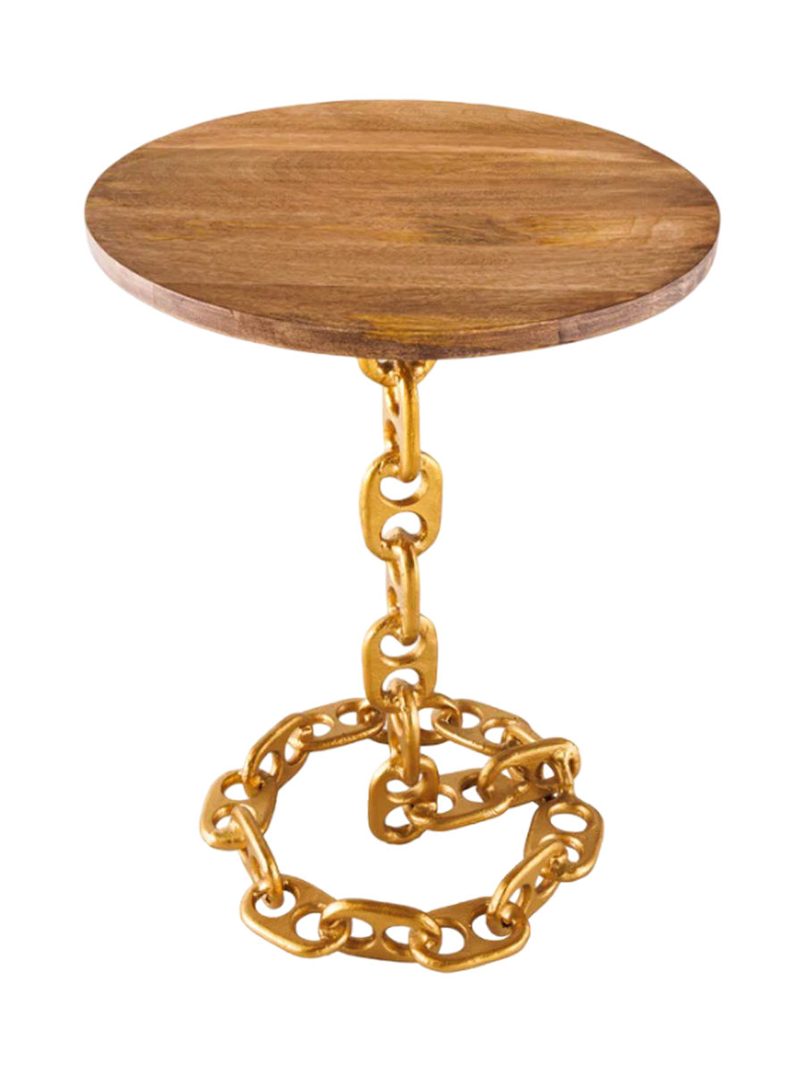 
Designer Side Table "Chain" - Gold