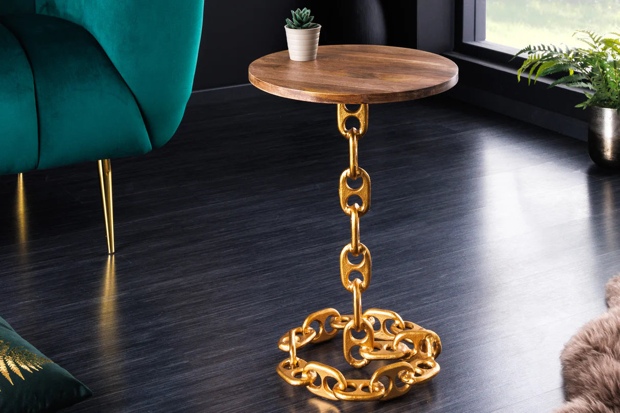 
Designer Side Table "Chain" - Gold