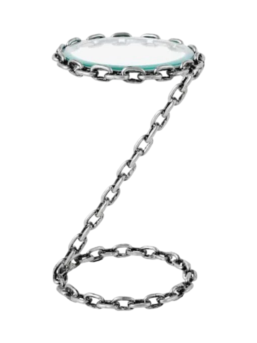 
Designer Side Table "Chain" - Silver