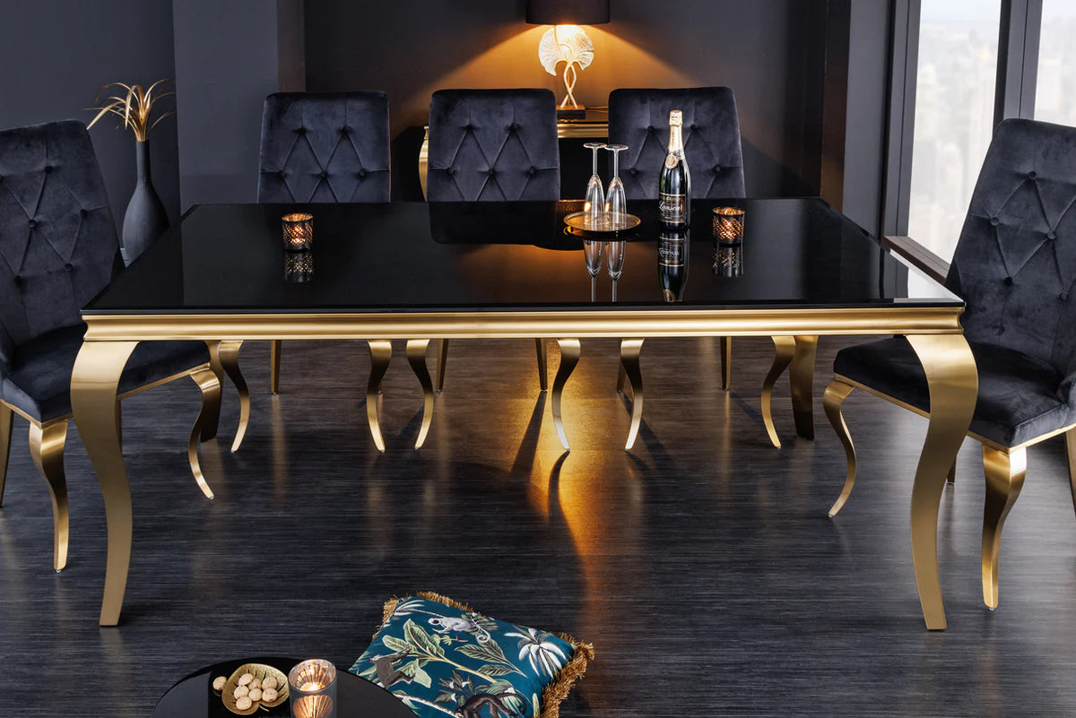 
Tavolo rettangolare „Modern Barock“, varie dimensioni - 180 x 90 cm / Nero / Oro