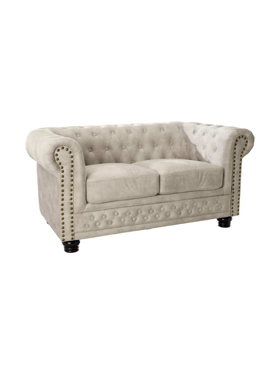 
2-Sitzer Sofa „New Chesterfield“ mit Samtbezug - Champagne