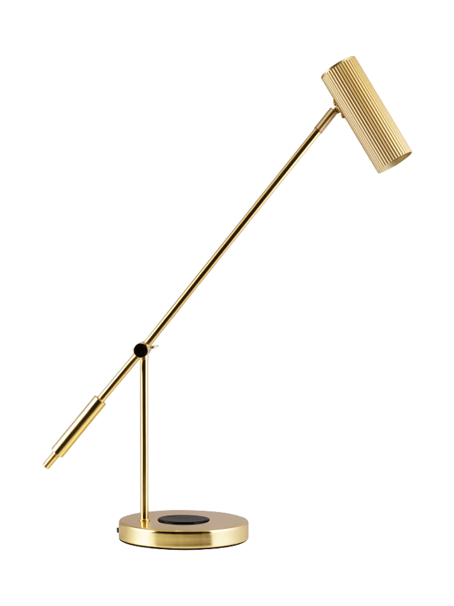
Lampe de table flexible « Hubble Read » avec port USB-C et fonction de chargement - Laiton