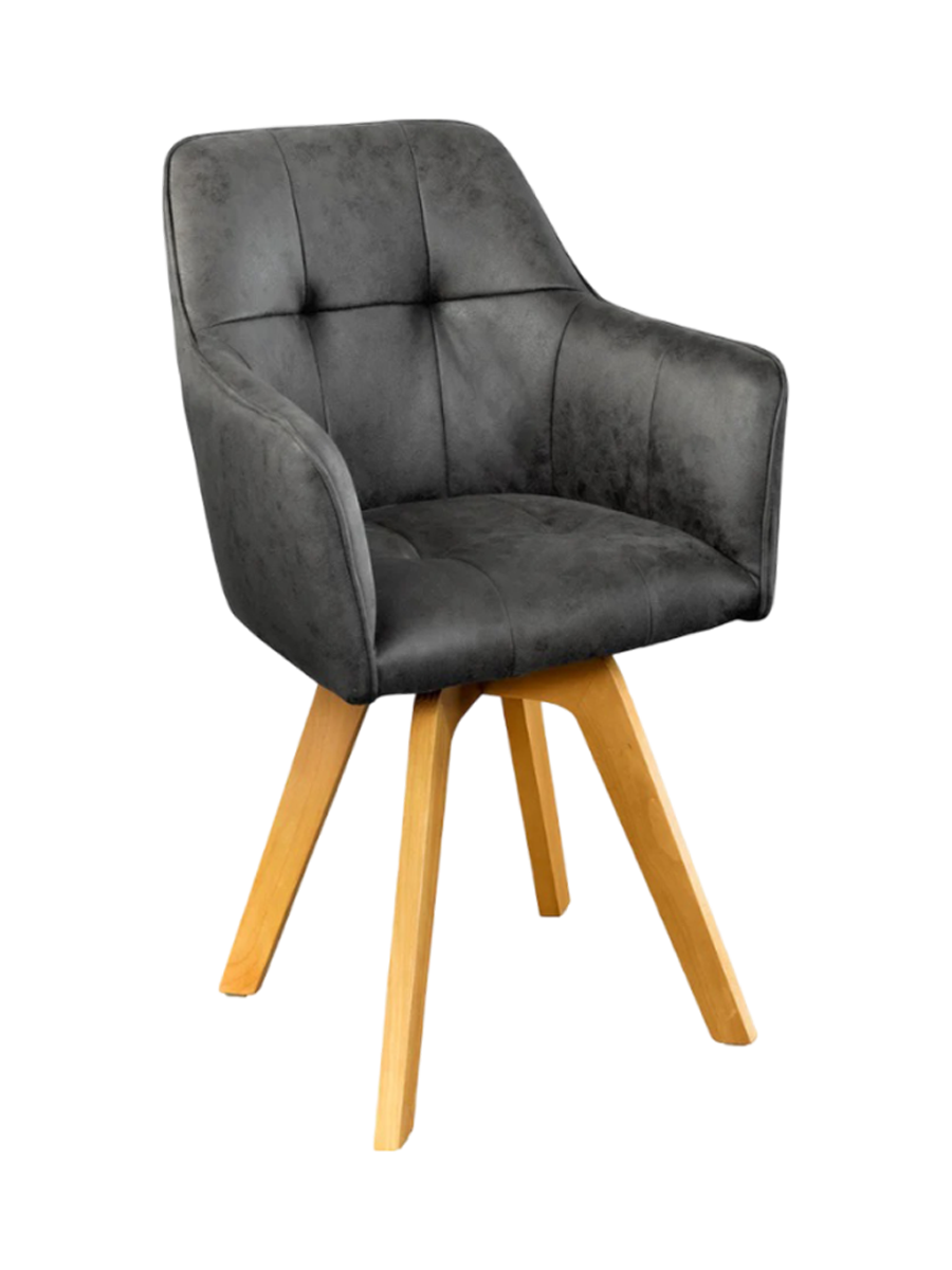 
Poltroncina girevole con braccioli „Titto“ - Faggio massiccio/ Grigio antico